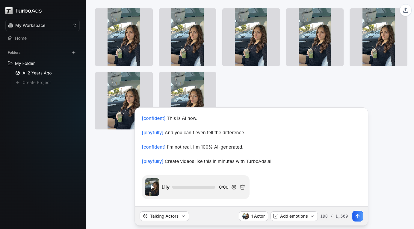 TurboAds creation interface